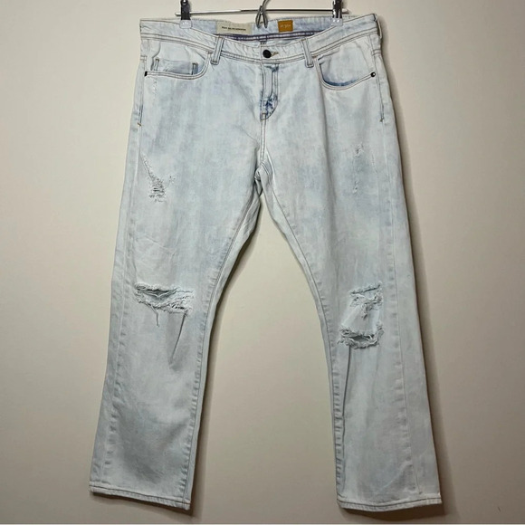 ANTHRO PILCRO And The Letterpress Hyphen Distressed Light Wash Boyfriend Jeans - Picture 3 of 14